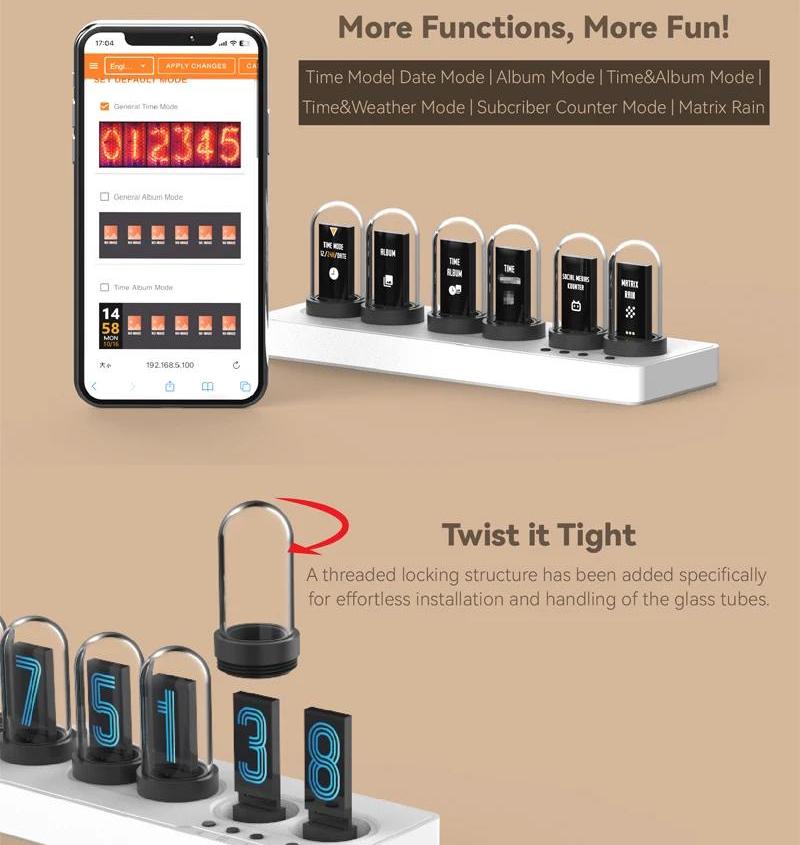 IPS Nixie Tube for Gaming Room & Office Decor