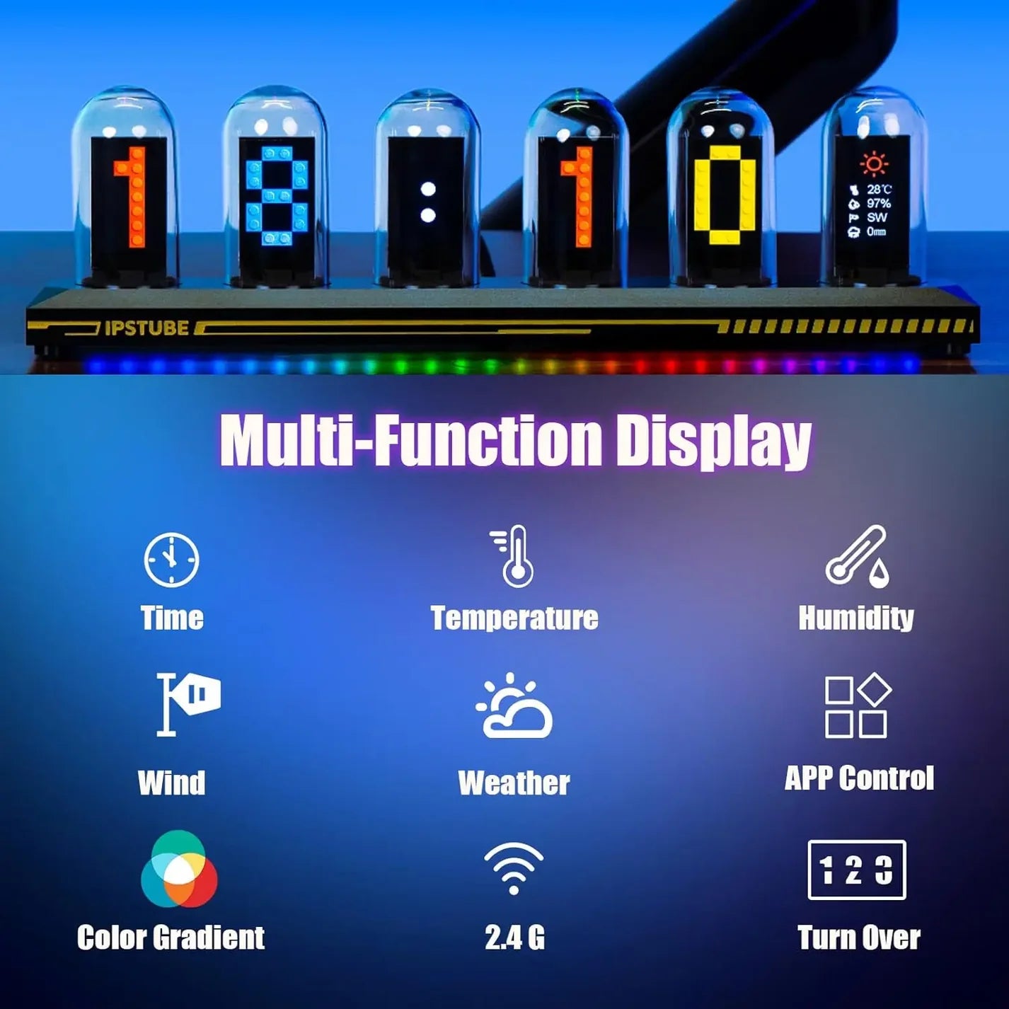 Nixie Tube Clock LED Glows